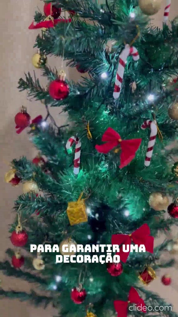 Árvore De Natal Pinheiro 120cm Decorada + 86 Enfeites E Pisca Pisca Completa Linha Premium