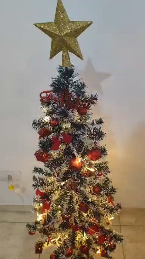 Arvore Natal Grande Decorada Completa 120cm Com Pisca Led 75 Enfeites Decoração Natalina