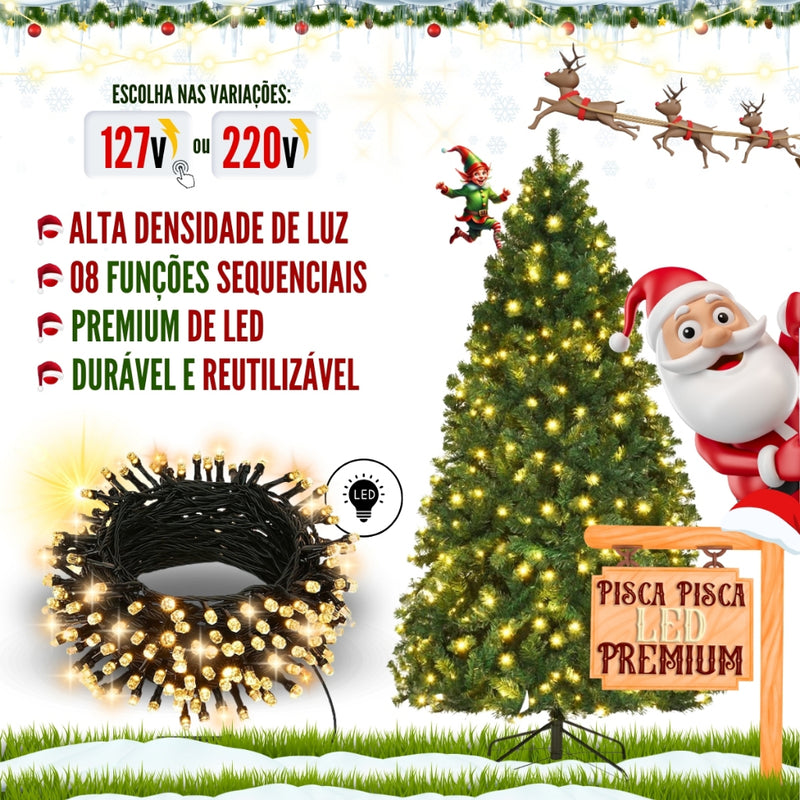 Kit Árvore Natal Decorada Papei Noel 60cm Meio Metro 0,60m Enfeites Kit Natal Completo Pisca LED