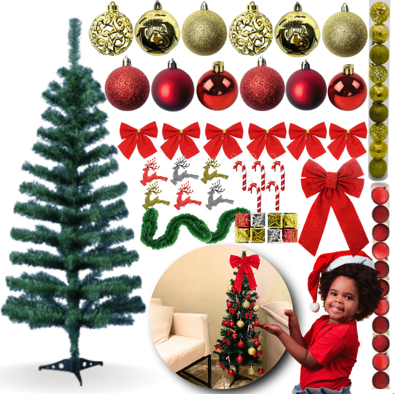 Kit Completo Árvore De Natal Decorada 120 Galhos+Enfeites+Brinde Natal 2025 Decoração tendência VD