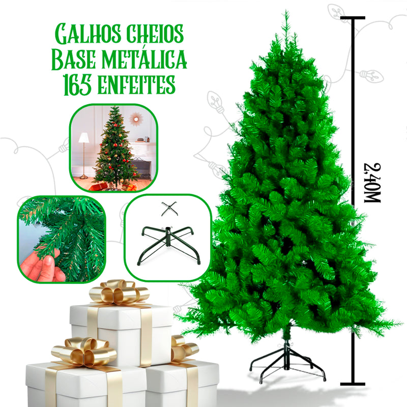 Árvore Natal Decorada 2,40m 165 Enfeites Pisca 1200 Galhos Super Premium Luxo