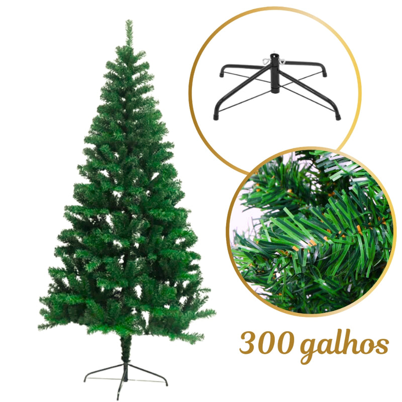 Árvore Natal Pinheiro Premium 150 cm 220 GALHOS Enfeitada Decorada Luxo Kit Completa Enfeites