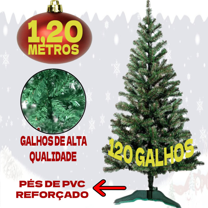 Arvore de Natal Decorada 120cm 120 Galhos Completa Enfeitada Verde Pinheiro Mais 82 Enfeites Pisca Led Decoração Top