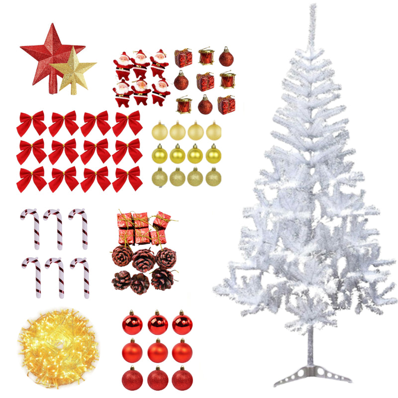 Arvore Natal Grande Decorada Completa 120cm Com Pisca Led 75 Enfeites Decoração Natalina