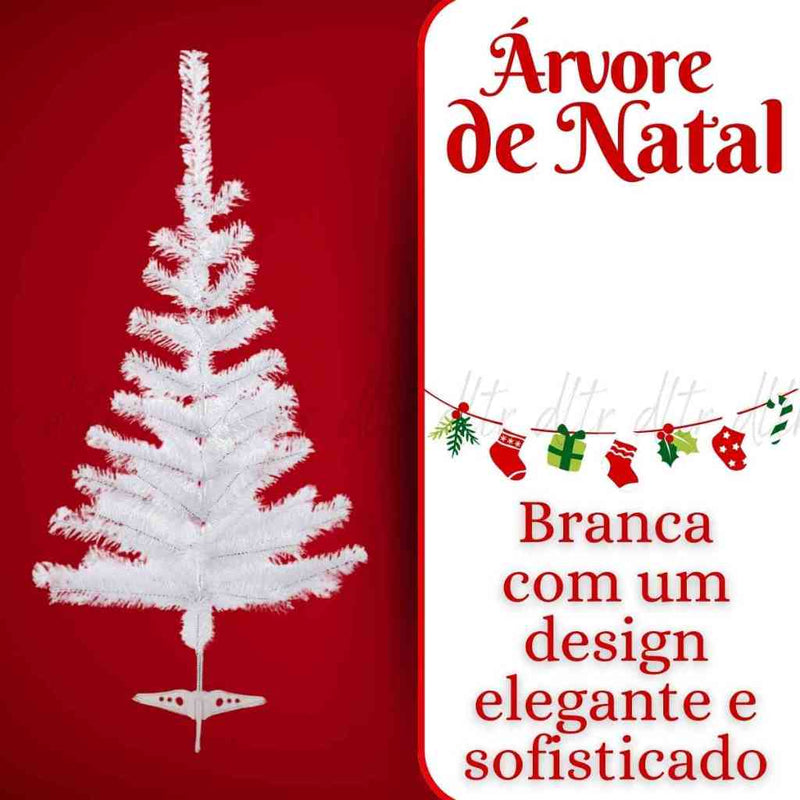 Árvore De Natal Branca Nevada Grande 120cm Com 110 Galhos Decoração