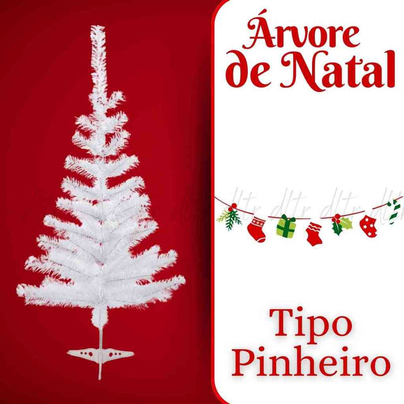 Árvore De Natal Branca Nevada Grande 120cm Com 110 Galhos Decoração