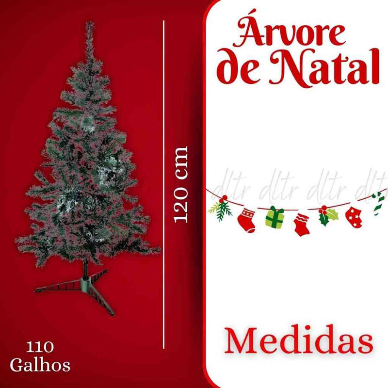 Árvore De Natal Branca Nevada Grande 120cm Com 110 Galhos Decoração