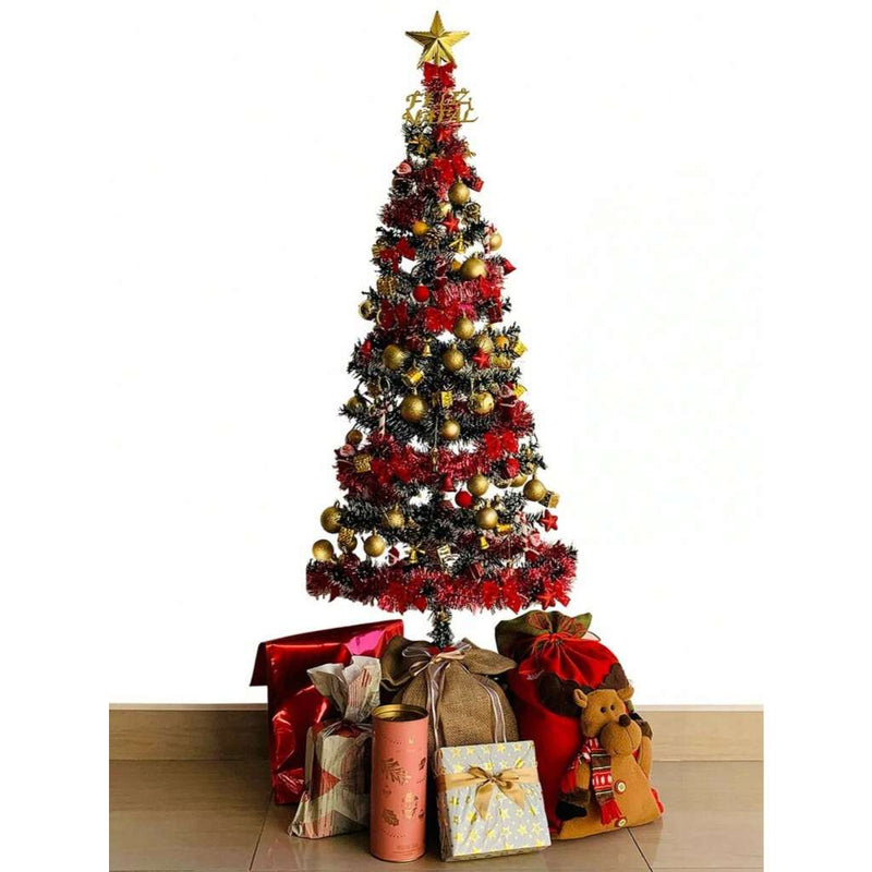 Kit Arvore Natal 120cm 120 Galhos Verde Pinheiro Mais 100 Enfeites Decoração Natalina
