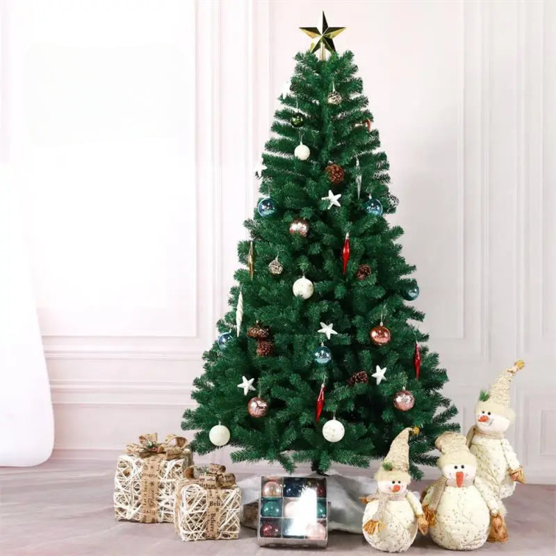 Árvore Natal Pinheiro 120cm Cheia Enfeitada Decorada Kit Completo Enfeites +Pisca Pisca Verde Nevada