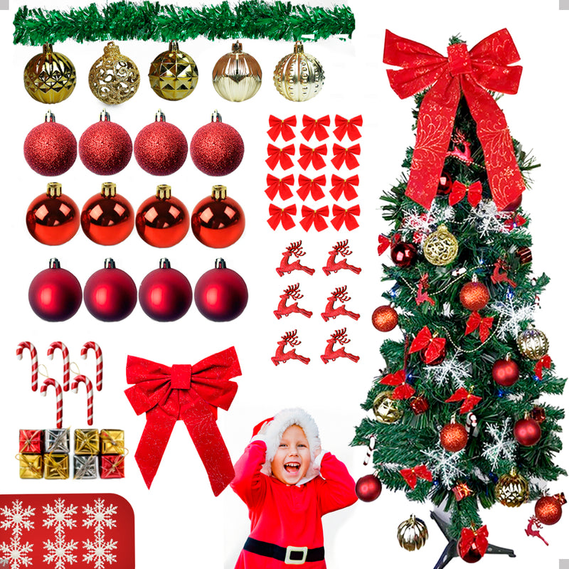 Kit Completo Árvore De Natal Decorada 120 Galhos+Enfeites+Brinde Natal 2025 Decoração tendência VD