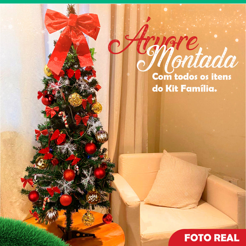 Kit Completo Árvore De Natal Decorada 120 Galhos+Enfeites+Brinde Natal 2025 Decoração tendência VD