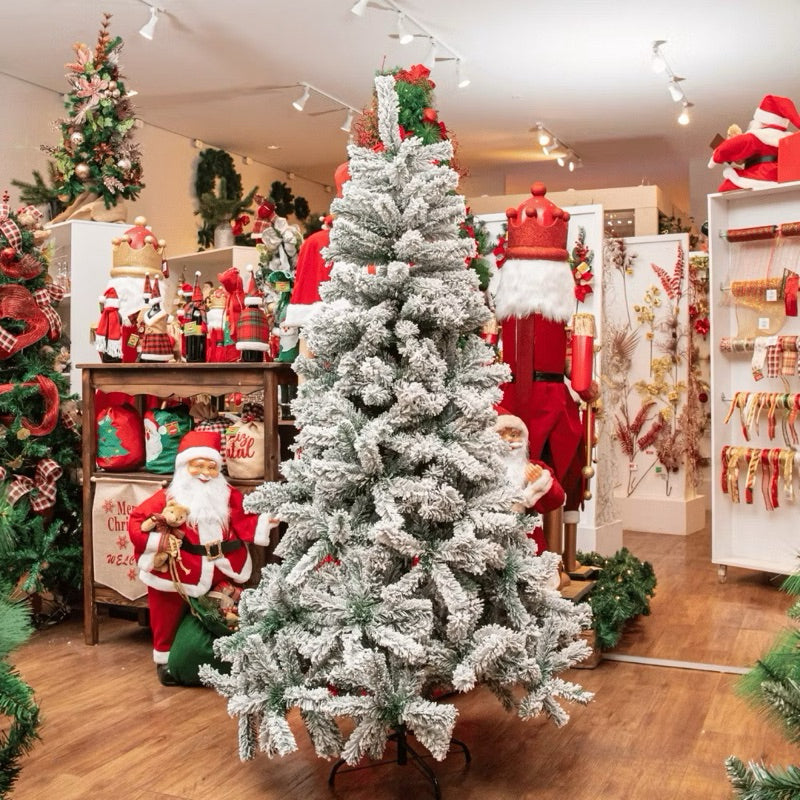 Árvore de Natal Pinheiro Neve Luxo 120cm 200 galhos e 150cm 312 galhos