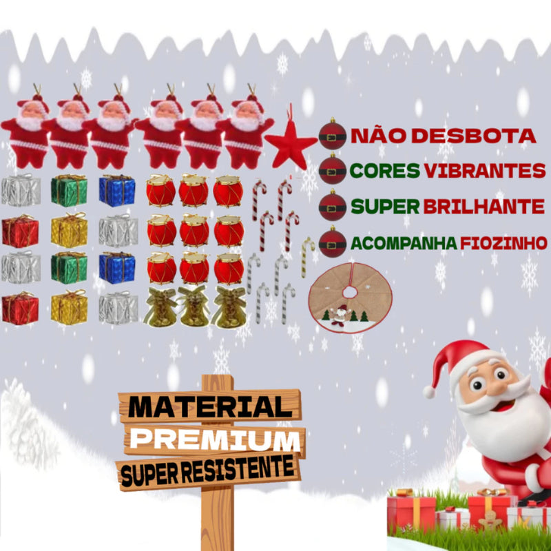 Arvore de Natal Decorada 180cm 320 Galhos Completa Enfeitada Verde Pinheiro Mais 125 Enfeites Pisca Led Decoração Top