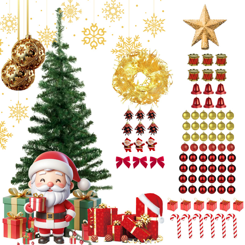 Árvore De Natal Pinheiro 120cm Decorada + 86 Enfeites E Pisca Pisca Completa Linha Premium