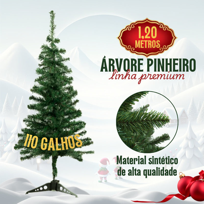 Árvore De Natal Pinheiro 120cm Decorada + 86 Enfeites E Pisca Pisca Completa Linha Premium