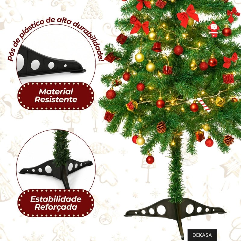 Árvore De Natal 150cm 86 Enfeites Decorada Completa 220 Galhos Pisca Pisca