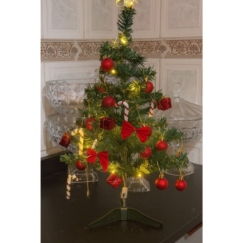 Árvore De Natal 60 Cm Enfeitada Verde Luxo  Pinheiro Decorada Com 50 Galhos