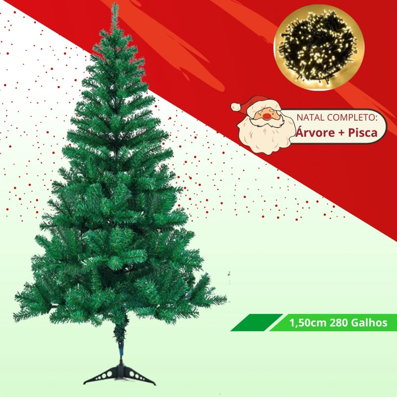 Árvore de Natal Zenx Medali  280 Galhos  Cheia Decoração Pisca Led 150cm