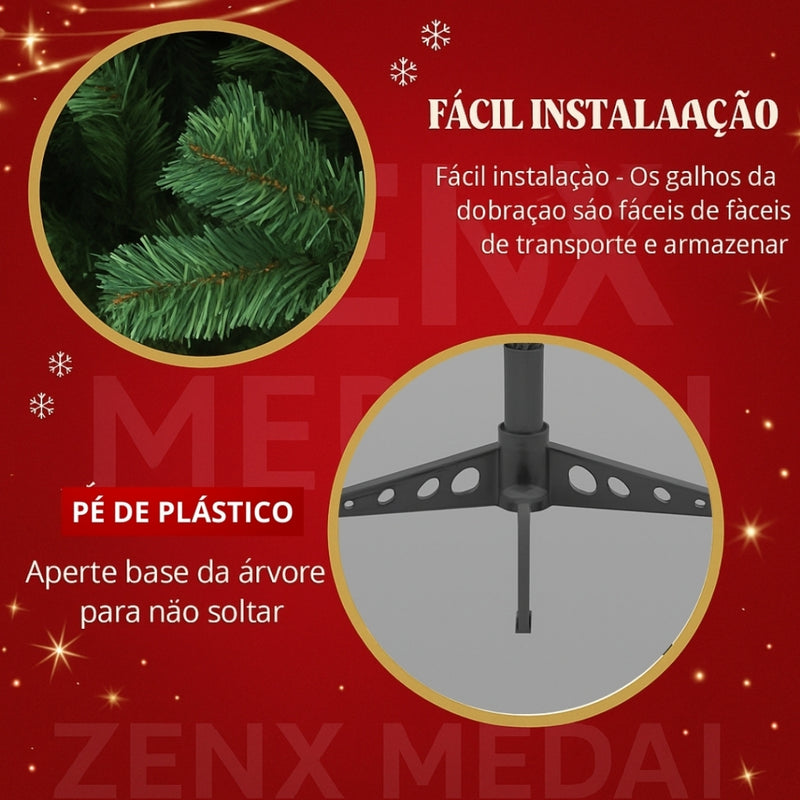 Árvore de Natal Zenx Medali  280 Galhos  Cheia Decoração Pisca Led 150cm