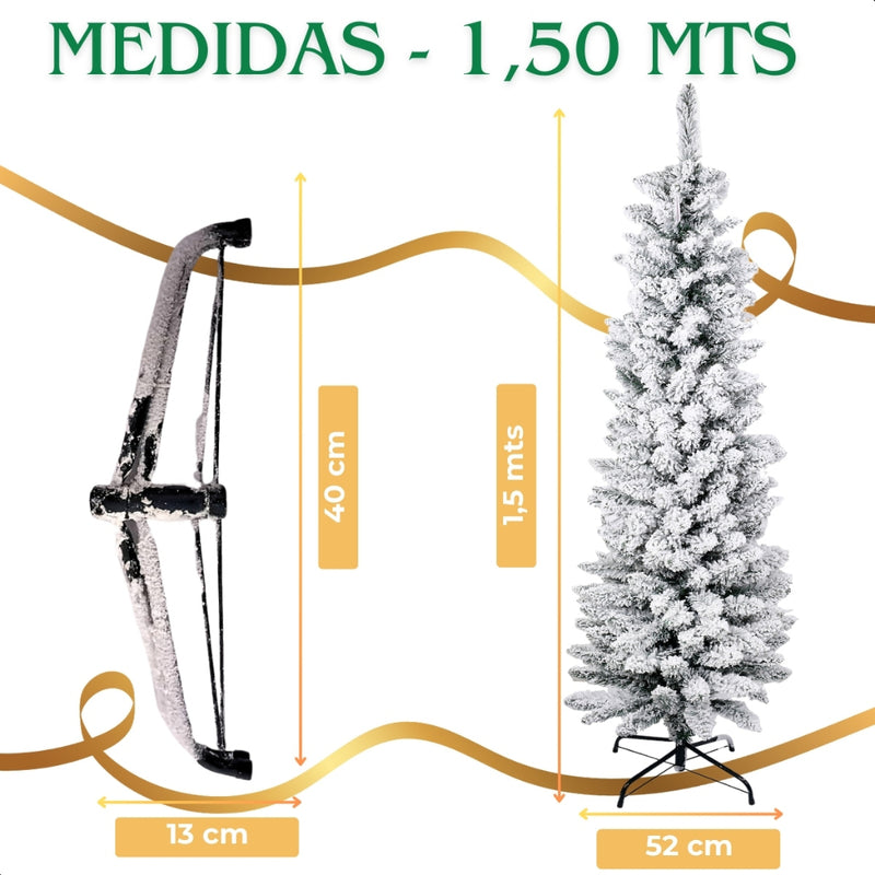 Árvore Slin Moscou Nevada Luxo Delicada Pé Ferro com Neve Artificial 1,5m 1,8m 2,1m