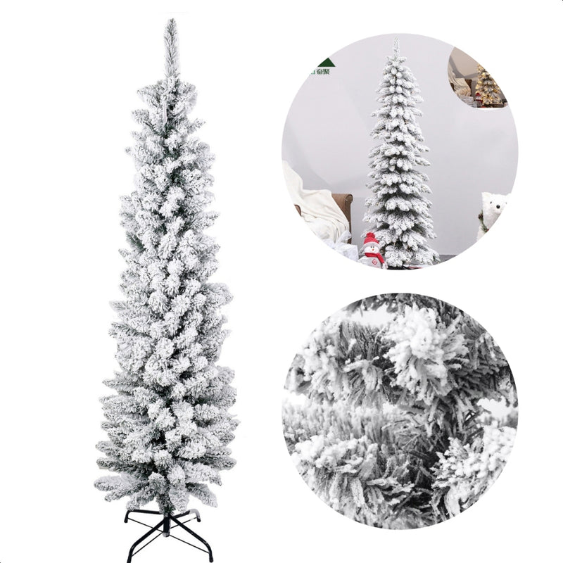 Árvore Slin Moscou Nevada Luxo Delicada Pé Ferro com Neve Artificial 1,5m 1,8m 2,1m