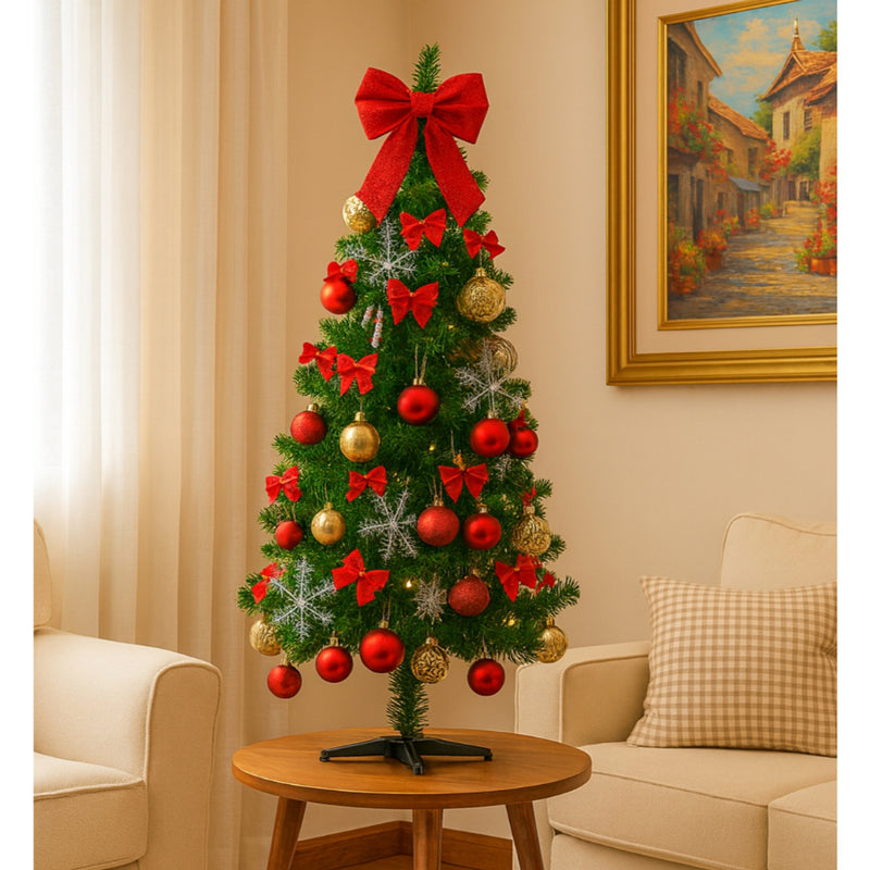 Kit Árvore Natal Decorada Completa 55 Itens Com Pisca Brinde