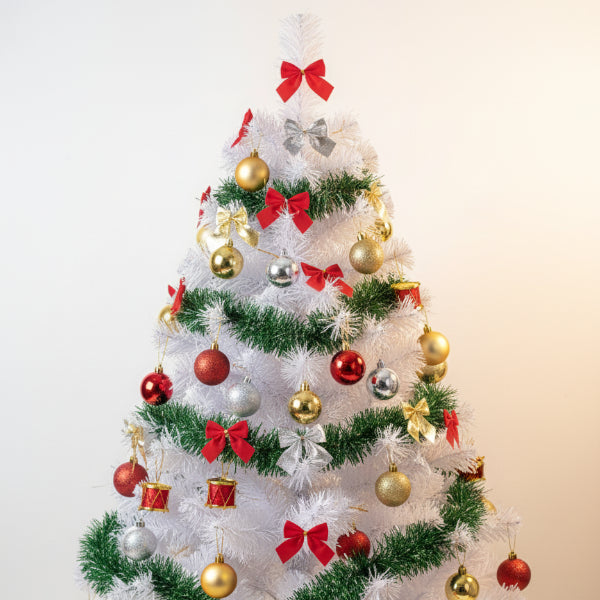 Kit Arvore Natal Completa 120cm + 59 Enfeites Decoração Lacinhos Bolas e Muito Mais