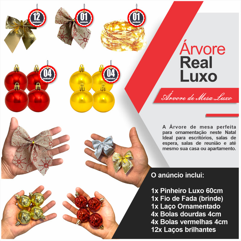 Arvore De Natal De Mesa Luxo Decorada Nevada Pinheiro Premium Cheia Completa