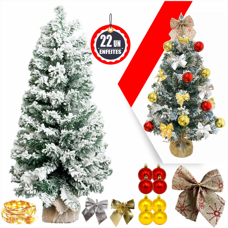 Arvore De Natal De Mesa Luxo Decorada Nevada Pinheiro Premium Cheia Completa