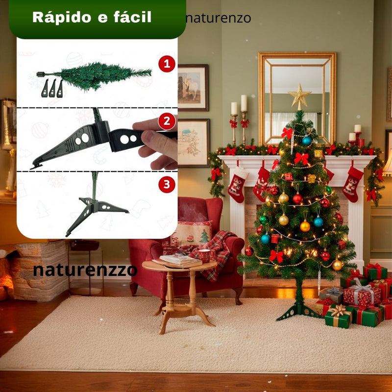 Árvore De Natal 1,20 metros Decorada 100 Enfeites Pisca Pisca Completa 120 galhos kit tradicional