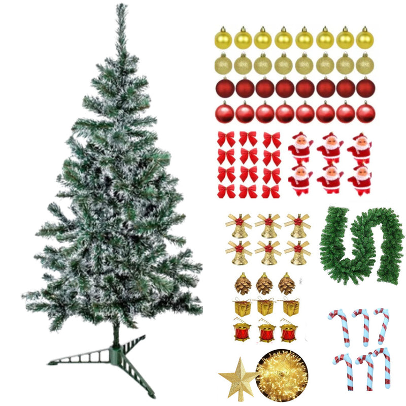 Arvore Natal Grande Decorada Completa 120cm Com Pisca Led 75 Enfeites Decoração Natalina
