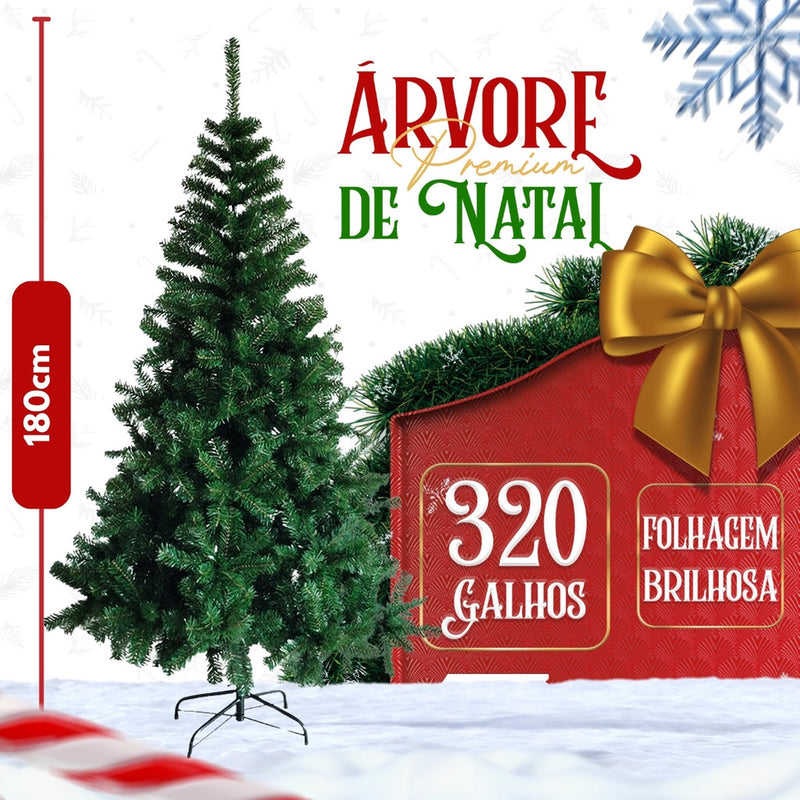 Kit Árvore de Natal Completa Pisca LED Enfeites Decorada 120cm 150cm 180cm 1,20 1,50 1,80 Grande