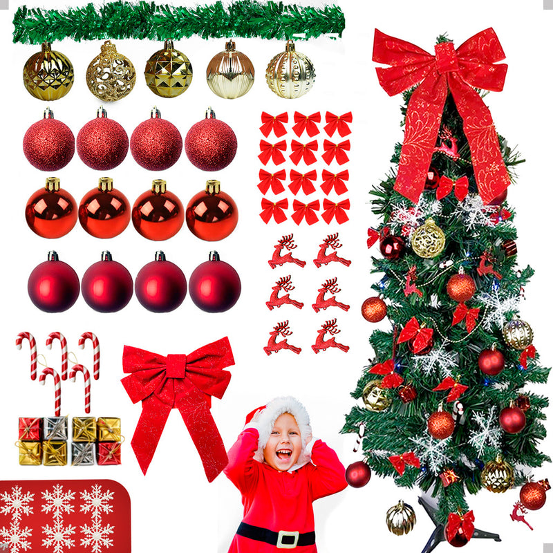 Kit Árvore Natal Decorada Completa 55 Itens Com Pisca Brinde