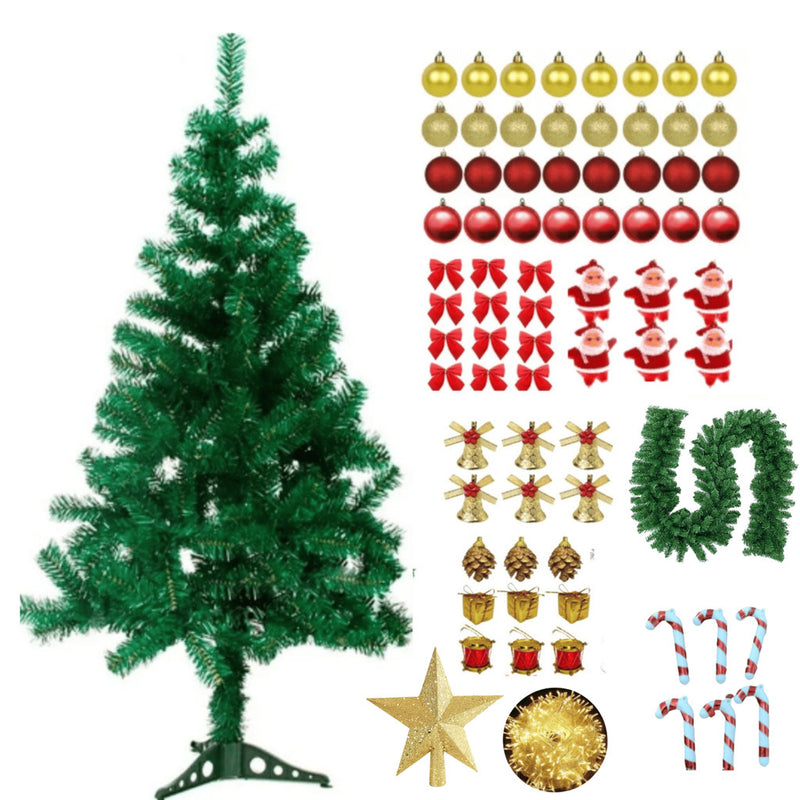 Arvore Natal Grande Decorada Completa 120cm Com Pisca Led 75 Enfeites Decoração Natalina