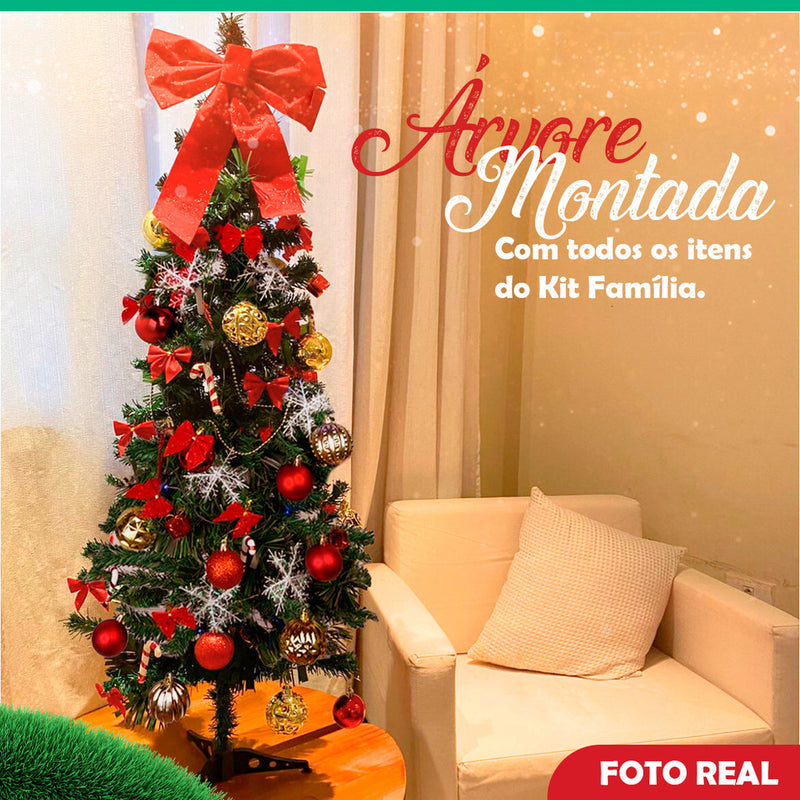 Kit Árvore Natal Decorada Completa 55 Itens Com Pisca Brinde