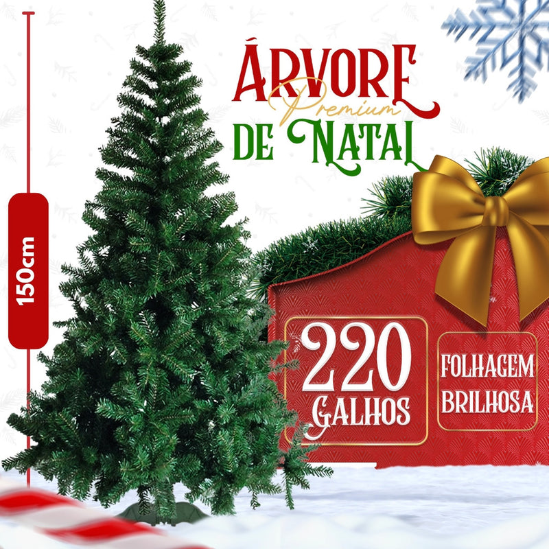 Kit Árvore de Natal Completa Pisca LED Enfeites Decorada 120cm 150cm 180cm 1,20 1,50 1,80 Grande